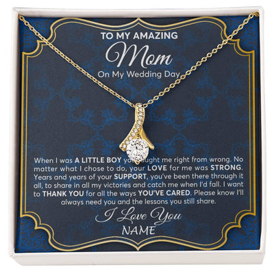 Alluring Beauty Necklace 18K Yellow Gold Finish | Personalized To My Amazing Mom Mother Of Groom From Son Necklace Wedding Gift For Mother When I Was A Little Boy Jewelry Customized Gift Box Message Card | teecentury