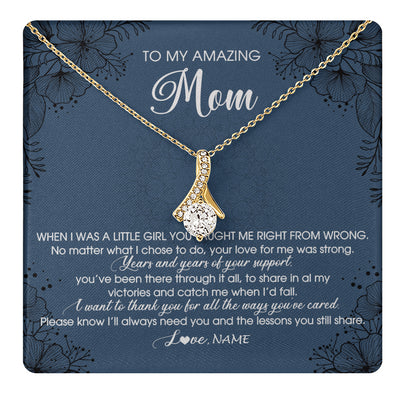 Alluring Beauty Necklace 18K Yellow Gold Finish | 1 | Personalized To My Amazing Mom Necklace From Daughter Daughter You Taught Me Right Mom Birthday Mothers Day Christmas Jewelry Gift Box Message Card | teecentury