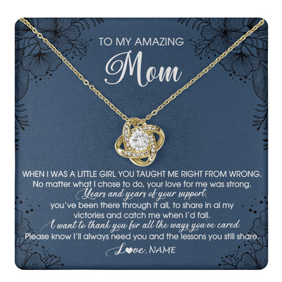 Love Knot Necklace 18K Yellow Gold Finish | 1 | Personalized To My Amazing Mom Necklace From Daughter Daughter You Taught Me Right Mom Birthday Mothers Day Christmas Jewelry Gift Box Message Card | teecentury