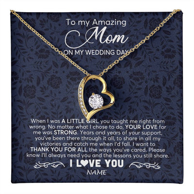 Forever Love Necklace 18K Yellow Gold Finish | 1 | Personalized To My Amazing Mom Necklace From Daughter On My Wedding Day When I Was A Little Girl Mother Of Brid Wedding Day Customized Gift Box Message Card | teecentury
