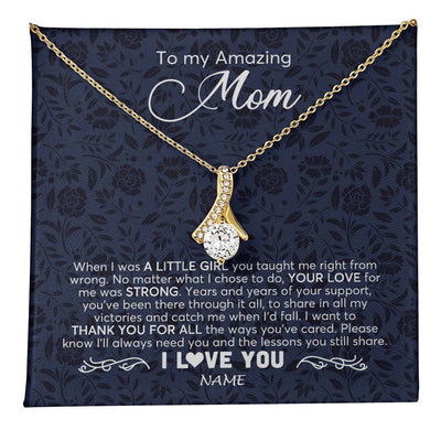 Alluring Beauty Necklace 18K Yellow Gold Finish | 1 | Personalized To My Amazing Mom Necklace From Daughter When I Was A Little Girl Mom Birthday Mothers Day Christmas Jewelry Customized Gift Box Message Card | teecentury
