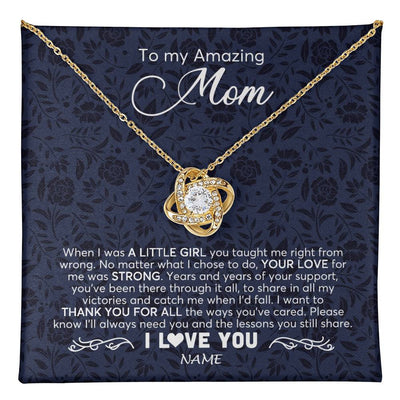 Love Knot Necklace 18K Yellow Gold Finish | 1 | Personalized To My Amazing Mom Necklace From Daughter When I Was A Little Girl Mom Birthday Mothers Day Christmas Jewelry Customized Gift Box Message Card | teecentury
