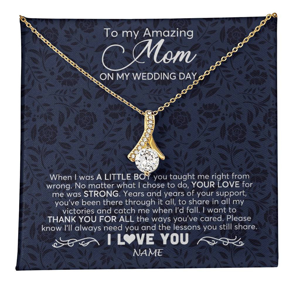 Alluring Beauty Necklace 18K Yellow Gold Finish | 1 | Personalized To My Amazing Mom Necklace From Son On My Wedding Day When I Was A Little Boy Mother Of Groom Wedding Day Jewelry Customized Gift Box Message Card | teecentury