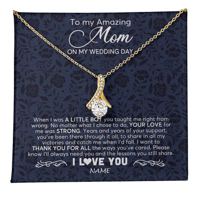 Alluring Beauty Necklace 18K Yellow Gold Finish | 1 | Personalized To My Amazing Mom Necklace From Son On My Wedding Day When I Was A Little Boy Mother Of Groom Wedding Day Jewelry Customized Gift Box Message Card | teecentury