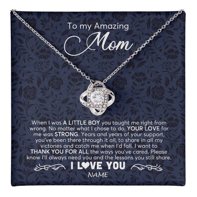 Love Knot Necklace 14K White Gold Finish | 1 | Personalized To My Amazing Mom Necklace From Son When I Was A Little Boy Mom Birthday Mothers Day Christmas Jewelry Customized Gift Box Message Card | teecentury