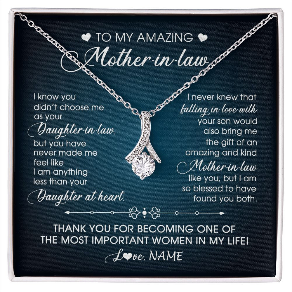 Alluring Beauty Necklace | Personalized To My Amazing Mother In Law Necklace From Daughter Amazing And Kind Mother In Law Birthday Christmas Jewelry Customized Gift Box Message Card | teecentury