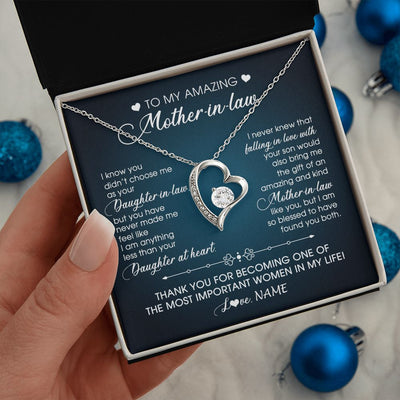 Forever Love Necklace | Personalized To My Amazing Mother In Law Necklace From Daughter Amazing And Kind Mother In Law Birthday Christmas Jewelry Customized Gift Box Message Card | teecentury
