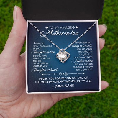 Love Knot Necklace | Personalized To My Amazing Mother In Law Necklace From Daughter Amazing And Kind Mother In Law Birthday Christmas Jewelry Customized Gift Box Message Card | teecentury