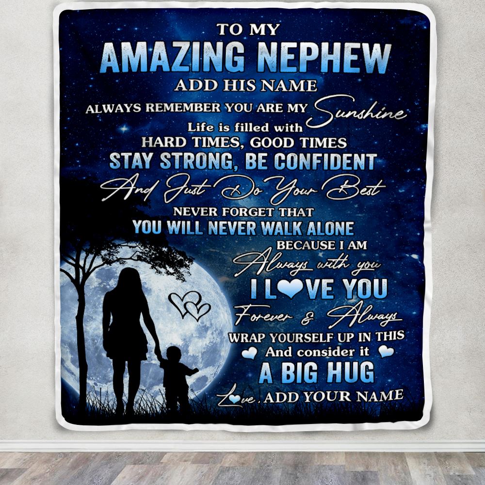 Personalized To My Amazing Nephew Blanket From Aunt Auntie My Sunshine Nephew Birthday Gifts Graduation Christmas Customized Fleece Throw Blanket | teecentury