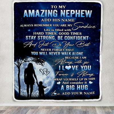 Personalized To My Amazing Nephew Blanket From Aunt Auntie My Sunshine Nephew Birthday Gifts Graduation Christmas Customized Fleece Throw Blanket | teecentury