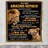 Personalized To My Amazing Nephew Blanket From Uncle Lion It A Big Hug Nephew Birthday Gifts Graduation Christmas Customized Fleece Throw Blanket | teecentury