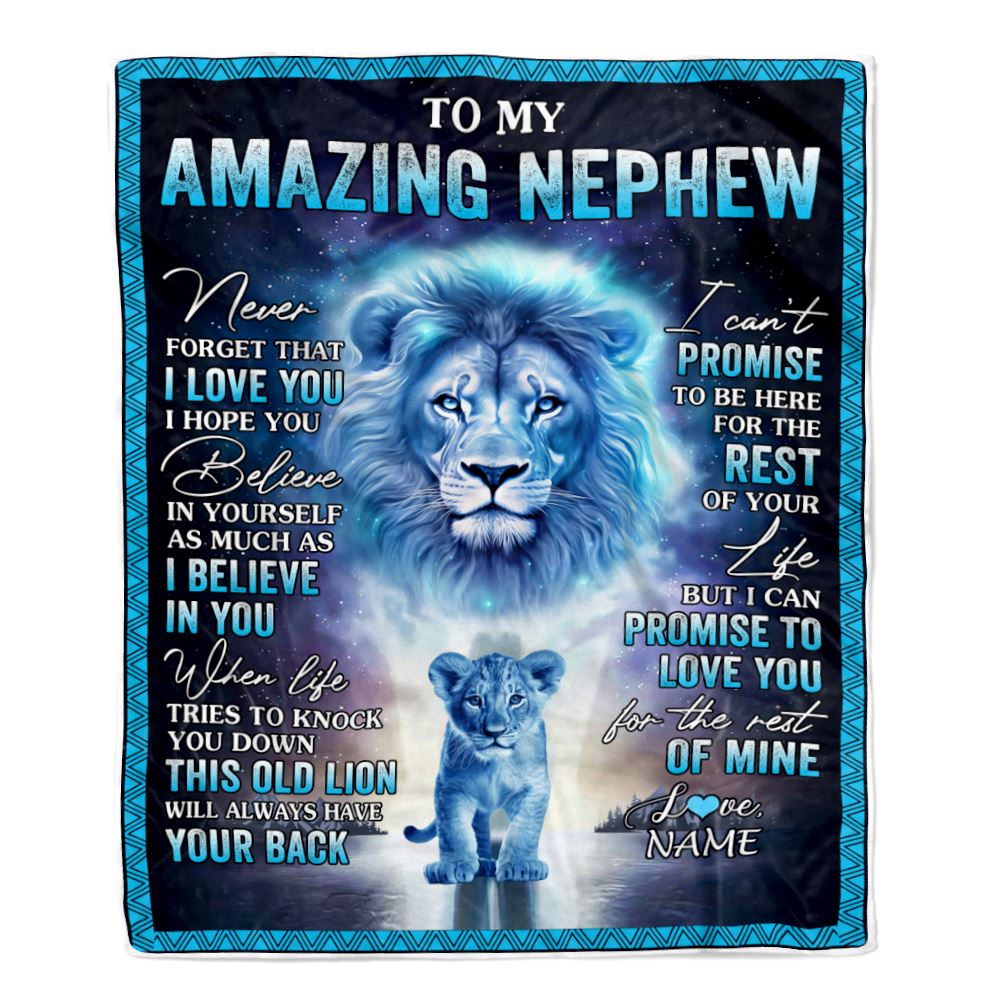 Personalized To My Amazing Nephew Blanket From Uncle Lion Never Forget I Love You Nephew Birthday Gift Graduation Christmas Customized Fleece Throw Blanket | teecentury