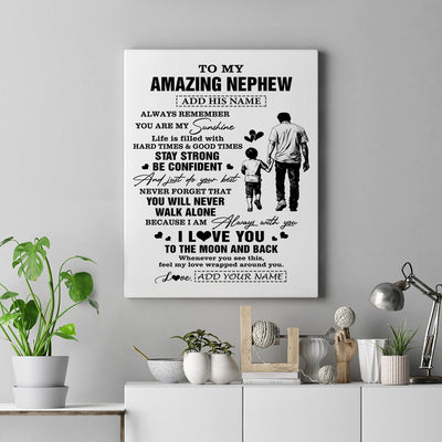 Personalized To My Amazing Nephew Canvas From Uncle Man It A Big Hug Nephew Birthday Gifts Graduation Christmas Custom Wall Art Framed Canvas | teecentury