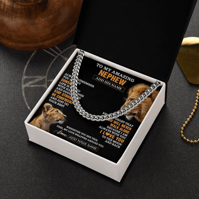 Cuban Link Chain Necklace Stainless Steel | 2 | Personalized To My Amazing Nephew Gifts Necklace From Uncle Lion It A Big Hug Nephew Birthday Gifts Graduation Christmas Custom Gift Box Message Card | https://teecentury.