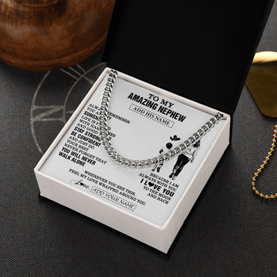 Cuban Link Chain Necklace Stainless Steel | 2 | Personalized To My Amazing Nephew Necklace From Aunt Auntie Woman It A Big Hug Nephew Birthday Gifts Graduation Christmas Custom Gift Box Message Card | https://teecentury.