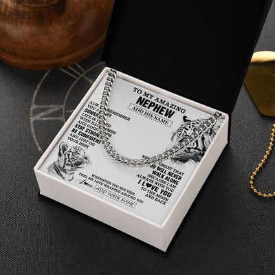 Cuban Link Chain Necklace Stainless Steel | 2 | Personalized To My Amazing Nephew Necklace From Aunt Uncle Auntie White Tiger It A Big Hug Nephew Birthday Gifts Christmas Custom Gift Box Message Card | https://teecentury.