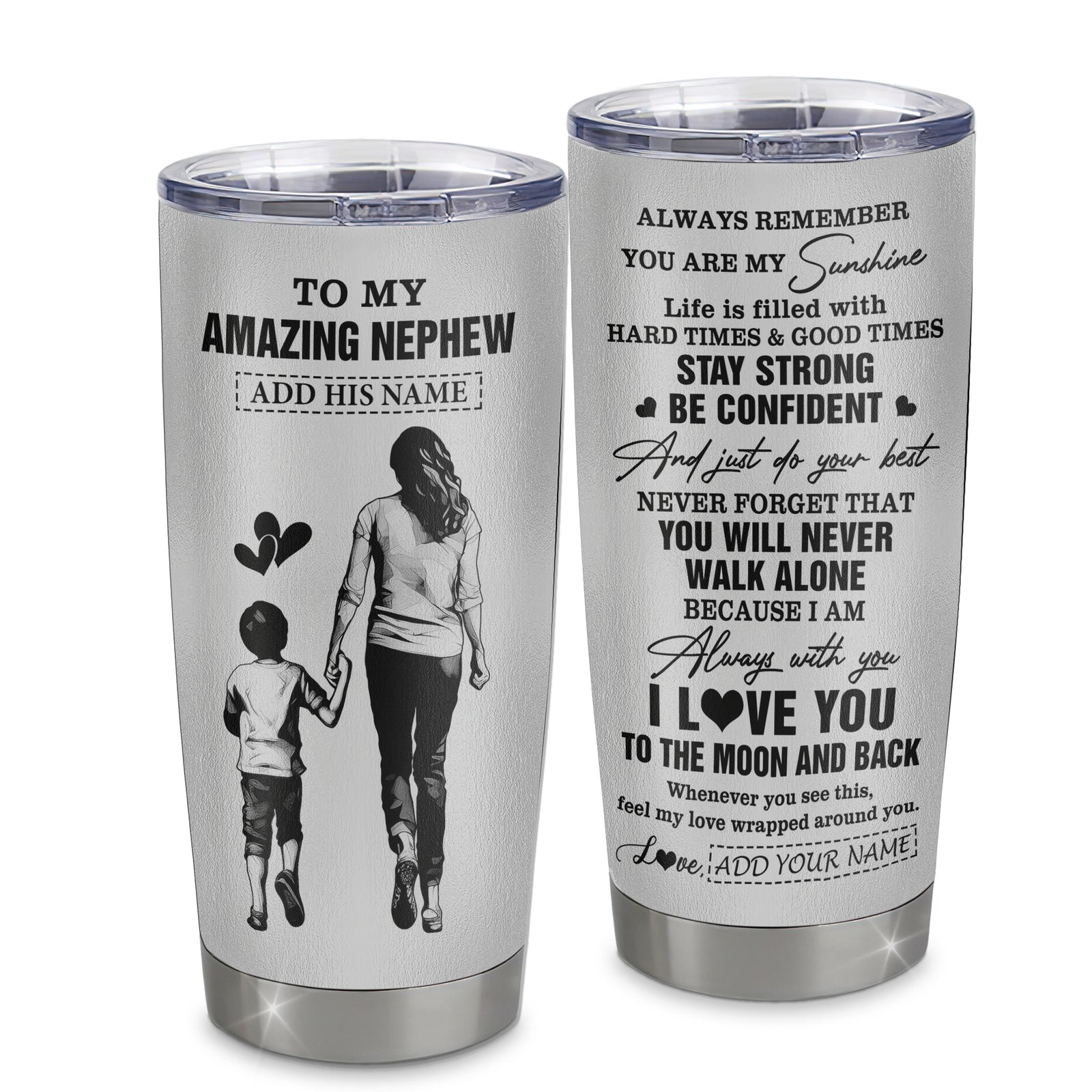 Personalized To My Amazing Nephew Tumbler From Aunt Auntie Woman It A Big Hug Nephew Birthday Gifts Graduation Christmas Custom Stainless Steel Travel Mug | teecentury