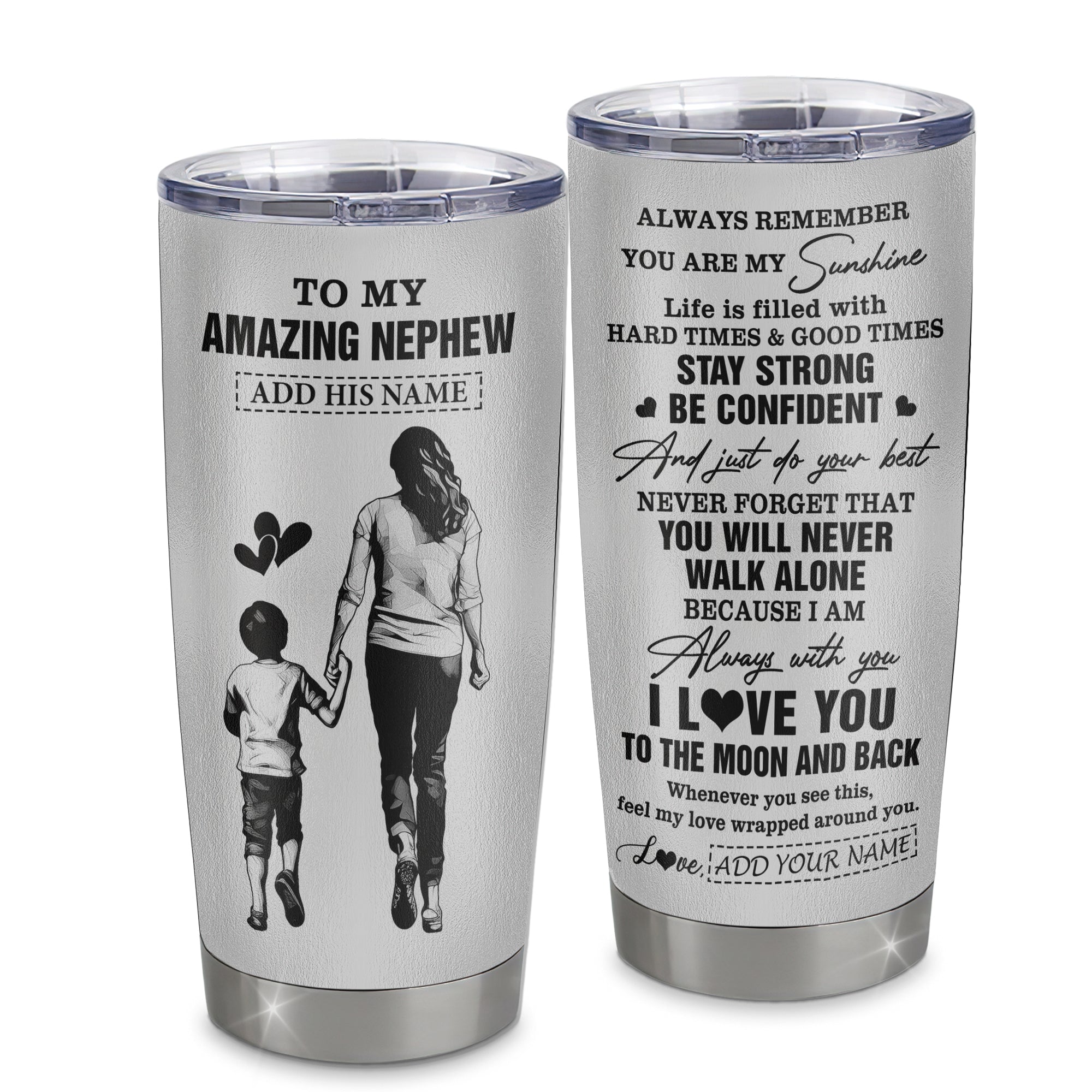 Personalized To My Amazing Nephew Tumbler From Aunt Auntie Woman It A Big Hug Nephew Birthday Gifts Graduation Christmas Custom Stainless Steel Travel Mug | teecentury