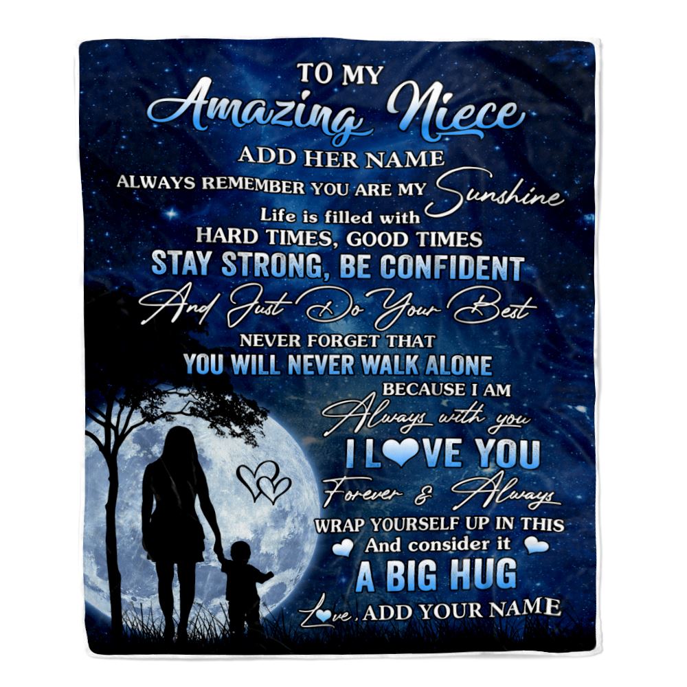 Personalized To My Amazing Niece Blanket From Aunt Auntie My Sunshine Niece Birthday Gifts Graduation Christmas Customized Fleece Throw Blanket | teecentury