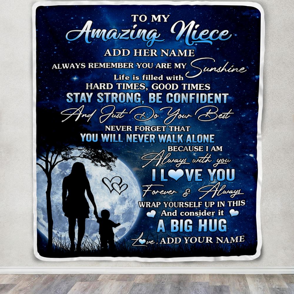 Personalized To My Amazing Niece Blanket From Aunt Auntie My Sunshine Niece Birthday Gifts Graduation Christmas Customized Fleece Throw Blanket | teecentury