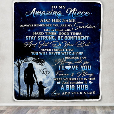 Personalized To My Amazing Niece Blanket From Aunt Auntie My Sunshine Niece Birthday Gifts Graduation Christmas Customized Fleece Throw Blanket | teecentury