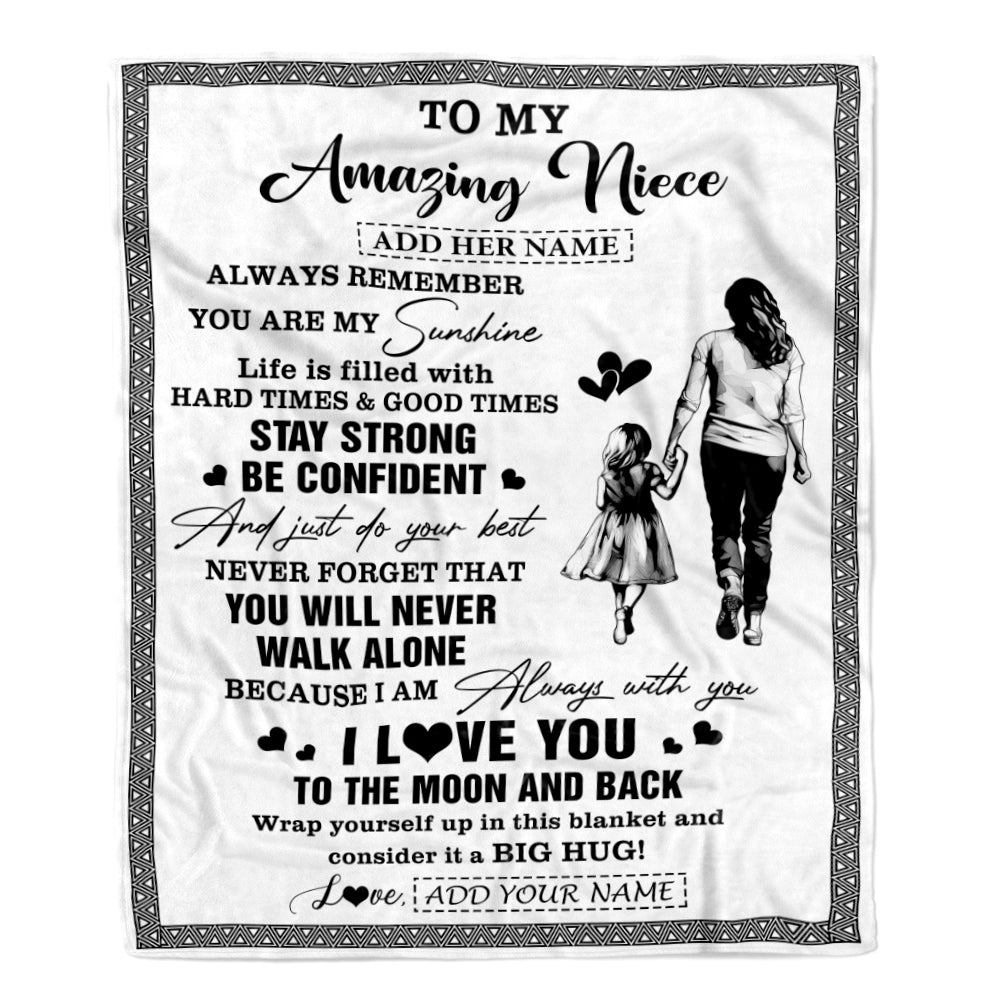 Personalized To My Amazing Niece Blanket From Aunt Auntie Woman It A Big Hug Niece Birthday Gifts Graduation Christmas Customized Fleece Throw Blanket | teecentury