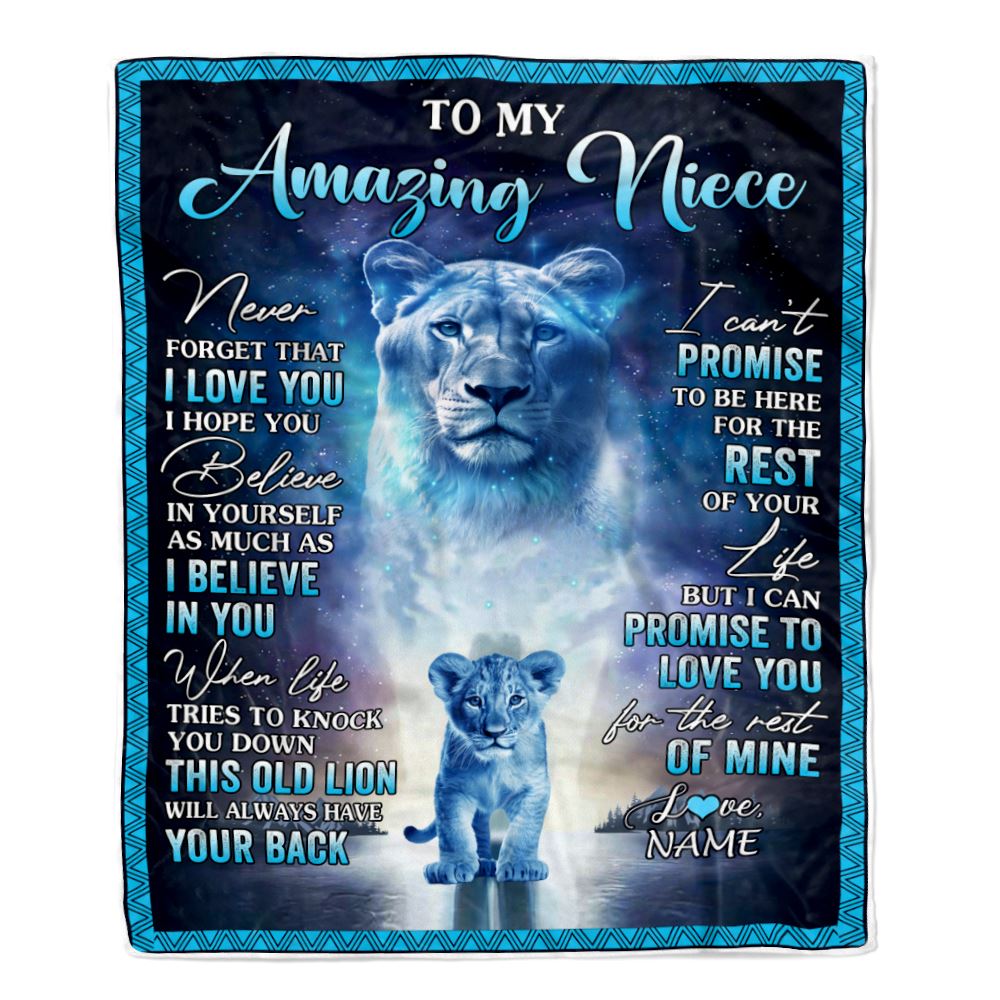 Personalized To My Amazing Niece Blanket From Aunt Lion Never Forget I Love You Niece Birthday Gift Graduation Christmas Customized Fleece Throw Blanket | teecentury