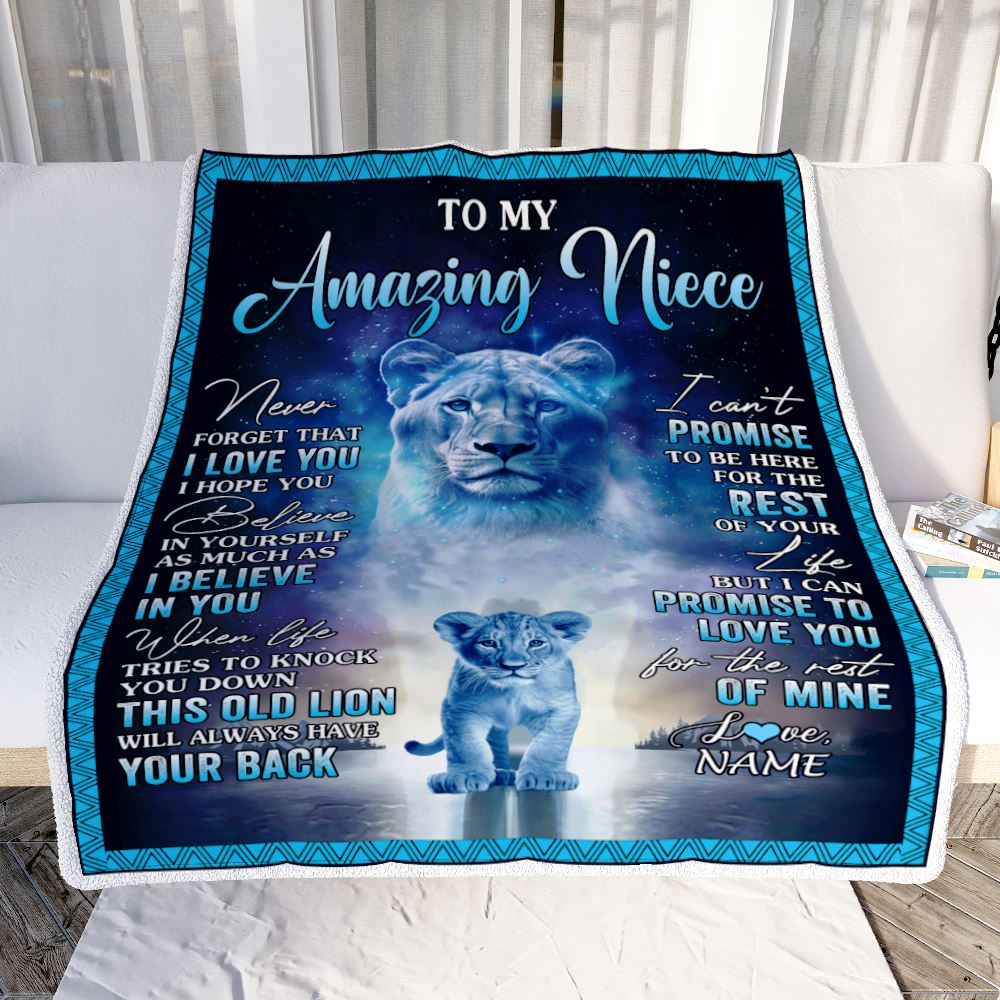 Personalized To My Amazing Niece Blanket From Aunt Lion Never Forget I Love You Niece Birthday Gift Graduation Christmas Customized Fleece Throw Blanket | teecentury