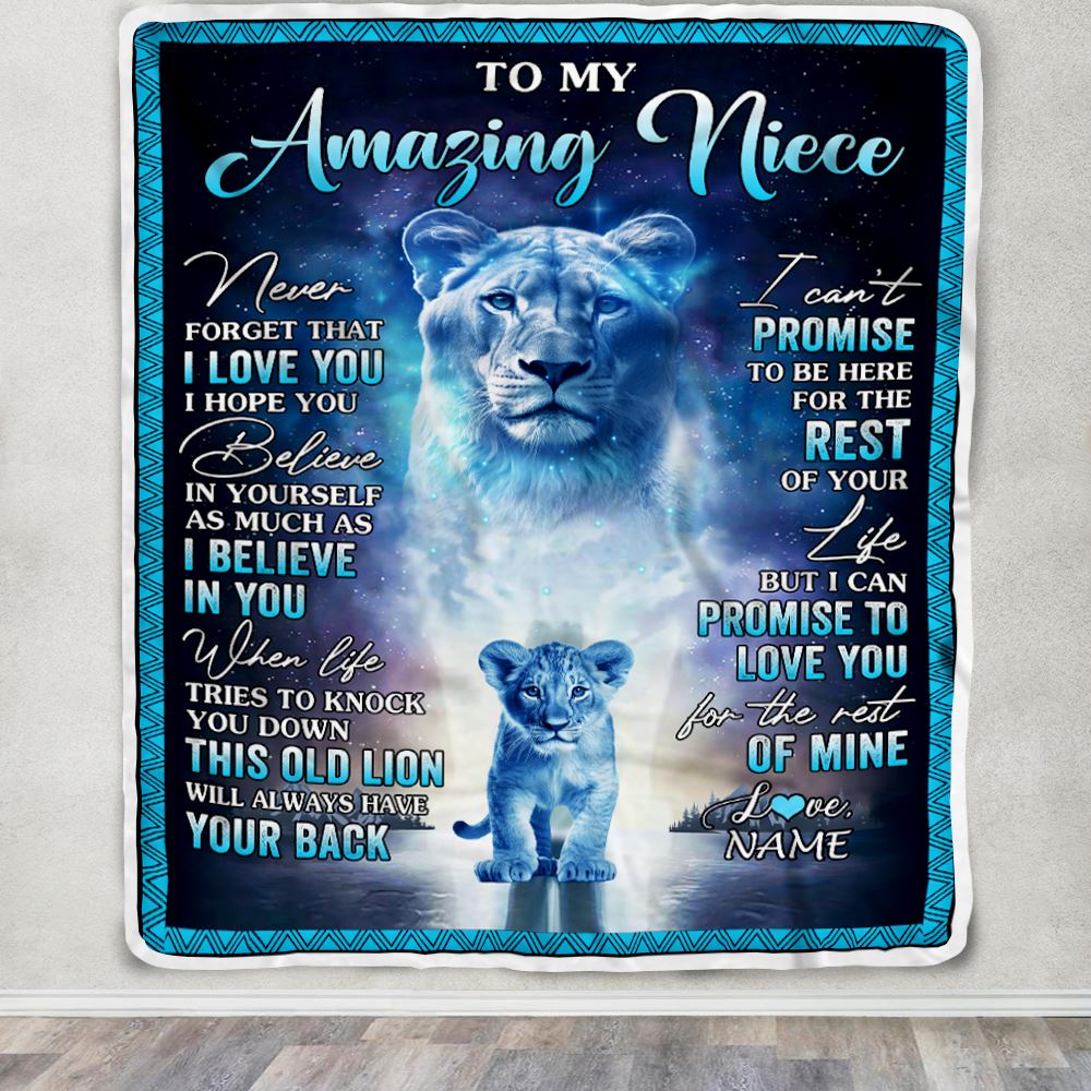 Personalized To My Amazing Niece Blanket From Aunt Lion Never Forget I Love You Niece Birthday Gift Graduation Christmas Customized Fleece Throw Blanket | teecentury