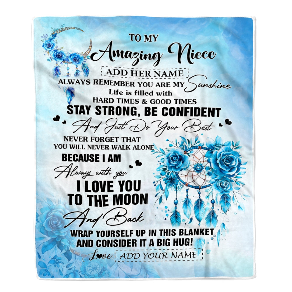 Personalized To My Amazing Niece Blanket From Aunt Uncle Auntie Dream Catcher It A Big Hug Niece Birthday Gifts Graduation Christmas Customized Fleece Blanket | teecentury