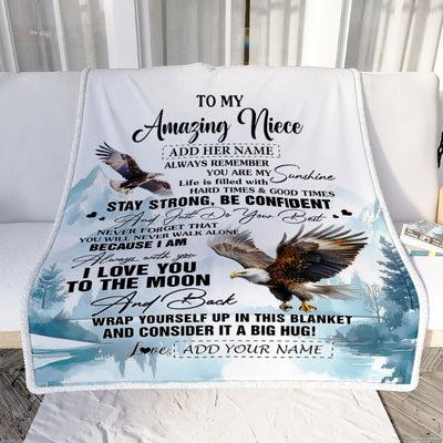 Personalized To My Amazing Niece Blanket From Aunt Uncle Auntie Eagle It A Big Hug Niece Birthday Gifts Graduation Christmas Customized Fleece Throw Blanket | teecentury