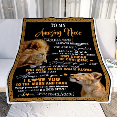 Personalized To My Amazing Niece Blanket From Uncle Lion It A Big Hug Niece Birthday Gifts Graduation Christmas Customized Fleece Throw Blanket | teecentury