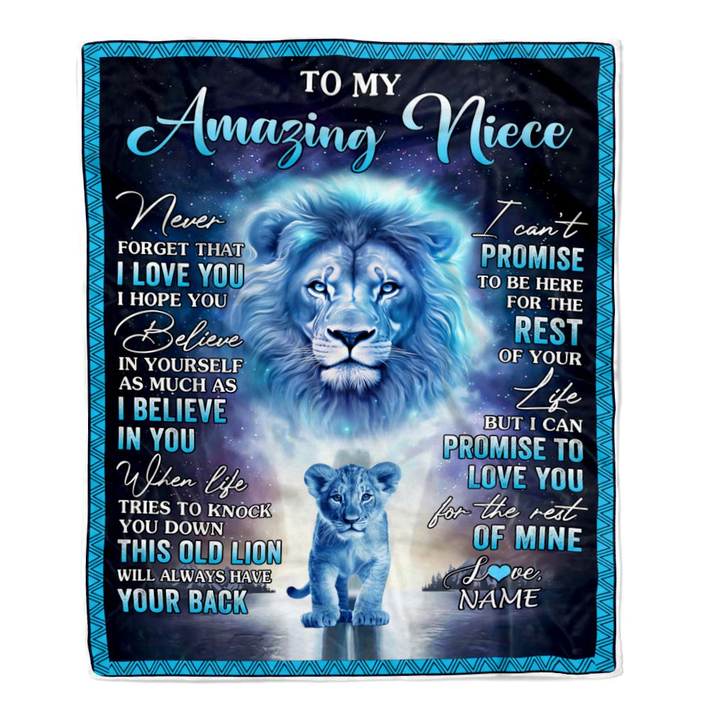 Personalized To My Amazing Niece Blanket From Uncle Lion Never Forget I Love You Niece Birthday Gift Graduation Christmas Customized Fleece Throw Blanket | teecentury