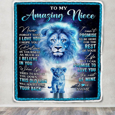 Personalized To My Amazing Niece Blanket From Uncle Lion Never Forget I Love You Niece Birthday Gift Graduation Christmas Customized Fleece Throw Blanket | teecentury