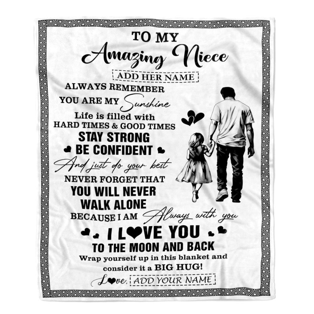 Personalized To My Amazing Niece Blanket From Uncle Man It A Big Hug Niece Birthday Gifts Graduation Christmas Customized Fleece Throw Blanket | teecentury