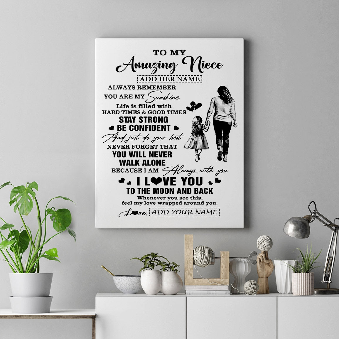 Personalized To My Amazing Niece Canvas From Aunt Auntie Woman It A Big Hug Niece Birthday Gifts Graduation Christmas Custom Wall Art Framed Canvas | teecentury