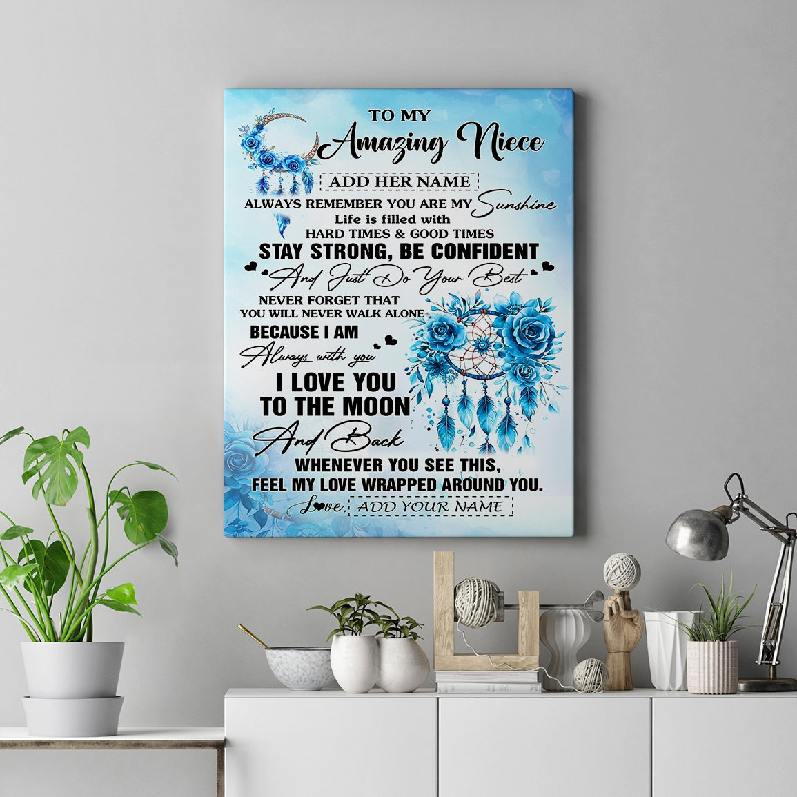 Personalized To My Amazing Niece Canvas From Aunt Uncle Auntie Dream Catcher It A Big Hug Niece Birthday Gifts Graduation Christmas Customized Wall Art Framed Canvas | teecentury