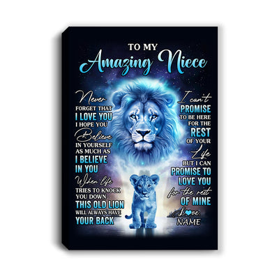 Personalized To My Amazing Niece Canvas From Uncle Lion Never Forget I Love You Niece Birthday Gifts Graduation Christmas Custom Wall Art Print Framed Canvas | teecentury