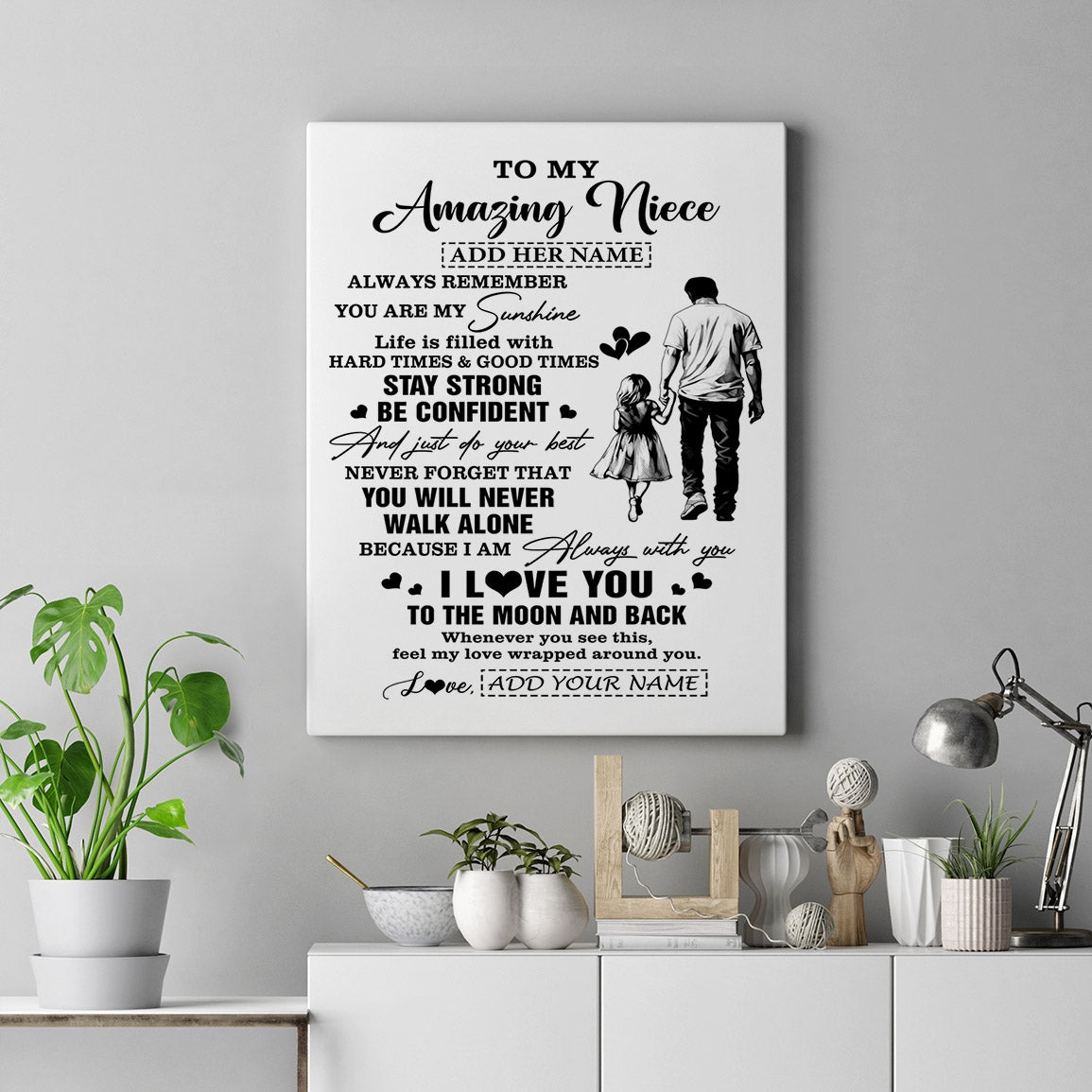 Personalized To My Amazing Niece Canvas From Uncle Man It A Big Hug Niece Birthday Gifts Graduation Christmas Custom Wall Art Framed Canvas | teecentury