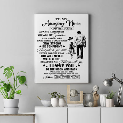 Personalized To My Amazing Niece Canvas From Uncle Man It A Big Hug Niece Birthday Gifts Graduation Christmas Custom Wall Art Framed Canvas | teecentury