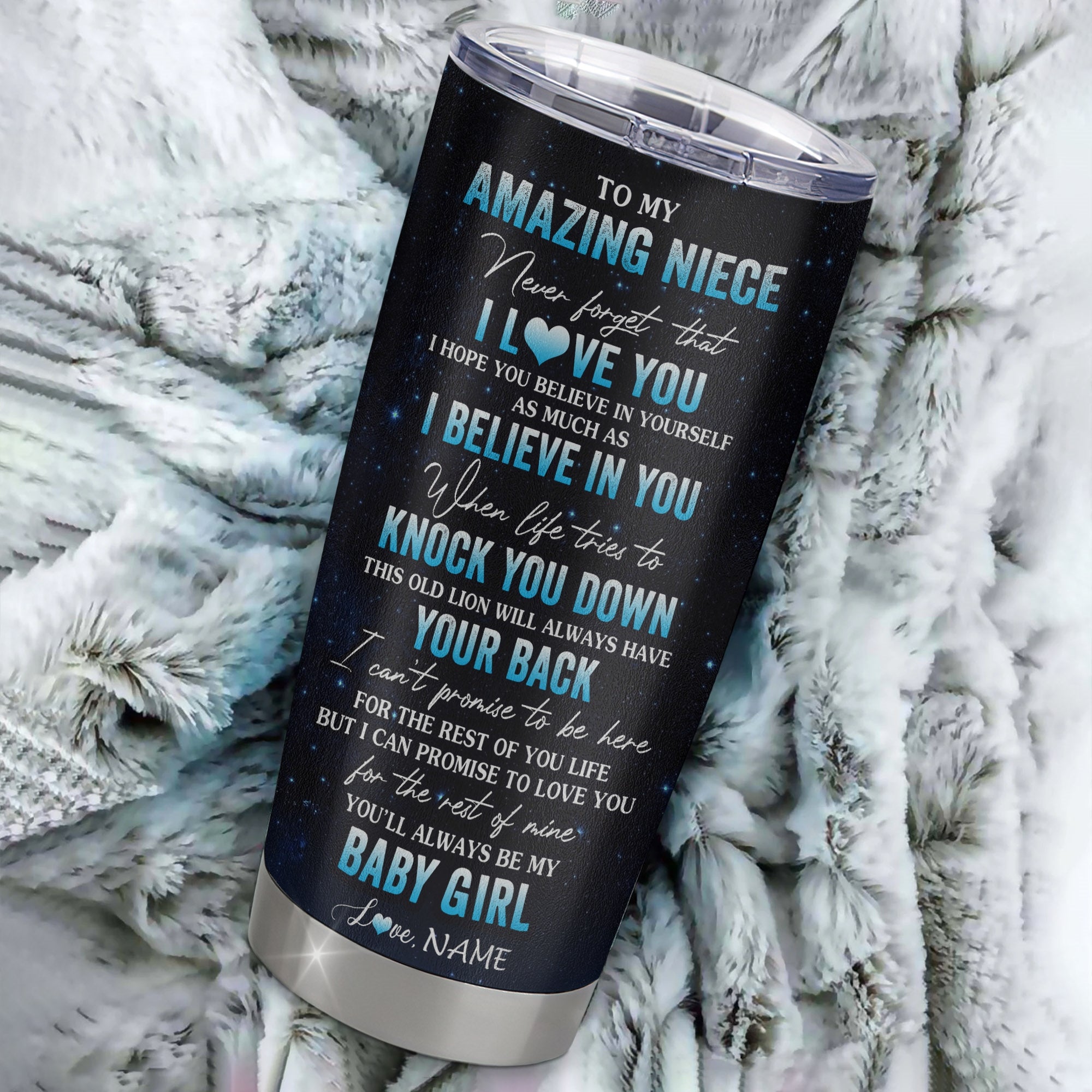 Personalized To My Amazing Niece From Aunt Auntie Stainless Steel Tumbler Cup Lion Never Forget I Love You Niece Birthday Graduation Christmas Travel Mug | teecentury