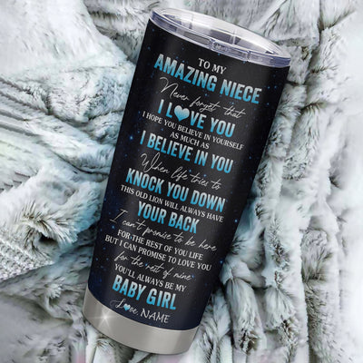Personalized To My Amazing Niece From Aunt Auntie Stainless Steel Tumbler Cup Lion Never Forget I Love You Niece Birthday Graduation Christmas Travel Mug | teecentury