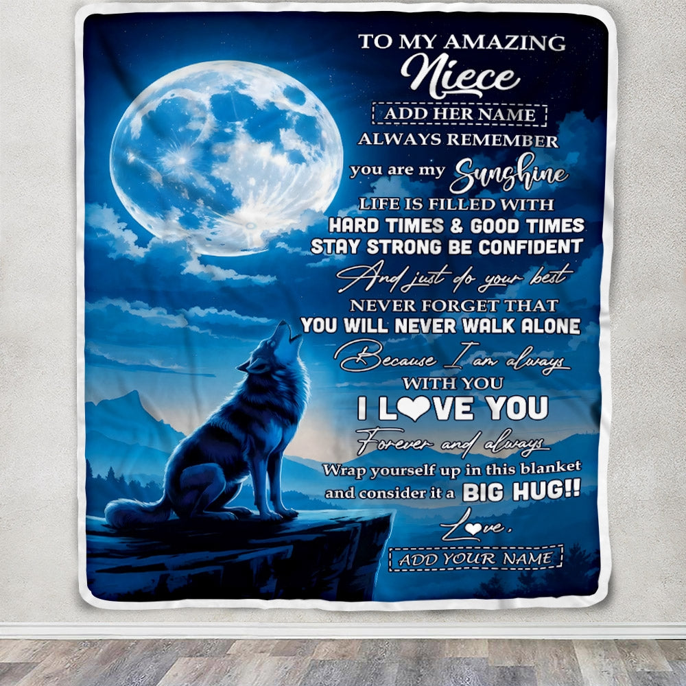 Personalized To My Amazing Niece Gifts From Aunt Uncle Blanket Wolf My Sunshine Gifts For Niece Birthday Graduation Christmas Custom Fleece Throw Blanket | teecentury