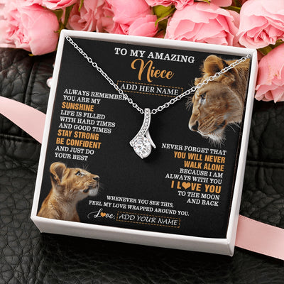 Alluring Beauty Necklace 14K White Gold Finish | 2 | Personalized To My Amazing Niece Gifts Necklace From Aunt Auntie Lion It A Big Hug Niece Birthday Gifts Graduation Christmas Custom Gift Box Message Card | https://teecentury.