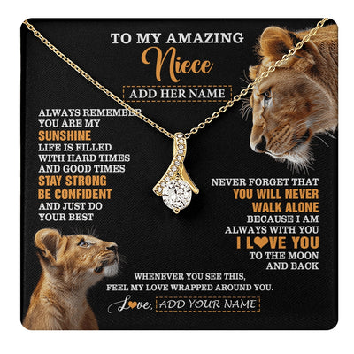 Alluring Beauty Necklace 18K Yellow Gold Finish | 1 | Personalized To My Amazing Niece Gifts Necklace From Aunt Auntie Lion It A Big Hug Niece Birthday Gifts Graduation Christmas Custom Gift Box Message Card | https://teecentury.