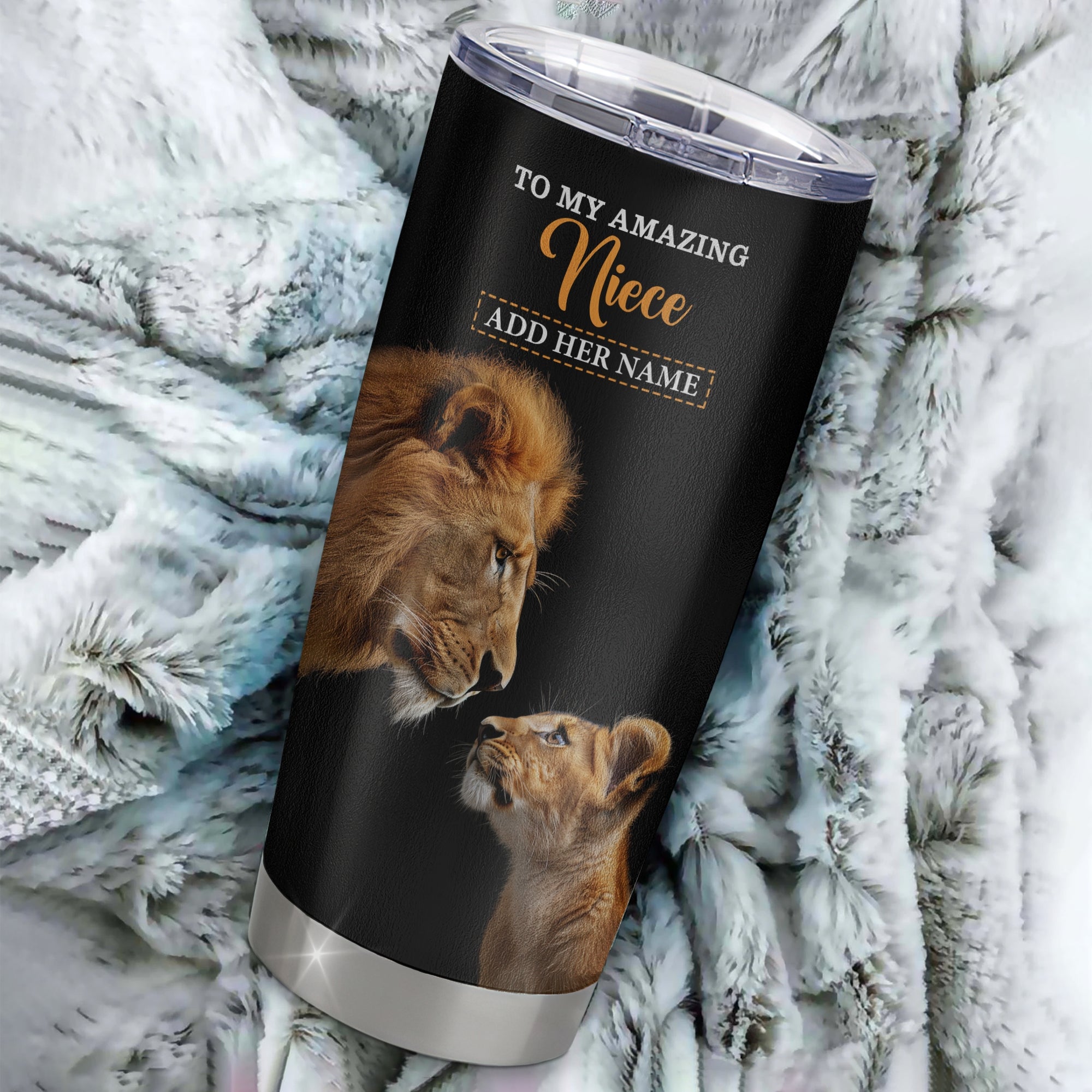 Personalized To My Amazing Niece Gifts Tumbler From Uncle Lion It A Big Hug Niece Birthday Gifts Graduation Christmas Custom Stainless Steel Travel Mug | teecentury