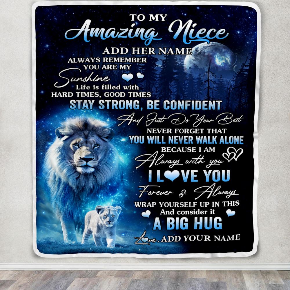 Personalized To My Amazing Niece Lion Blanket From Uncle My Sunshine Niece Birthday Gifts Graduation Christmas Customized Fleece Throw Blanket | teecentury