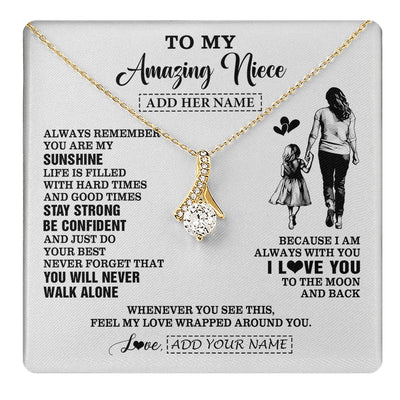 Alluring Beauty Necklace 18K Yellow Gold Finish | 1 | Personalized To My Amazing Niece Necklace From Aunt Auntie Woman It A Big Hug Niece Birthday Gifts Graduation Christmas Custom Gift Box Message Card | https://teecentury.
