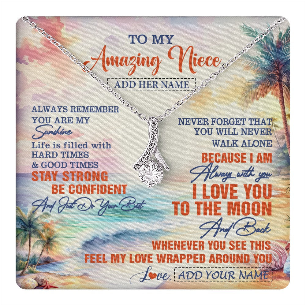 Alluring Beauty Necklace 14K White Gold Finish | 1 | Personalized To My Amazing Niece Necklace From Aunt Uncle Auntie Beach It A Big Hug Niece Birthday Gifts Graduation Christmas Custom Gift Box Message Card Shirt & Hoodie | https://teecentury.