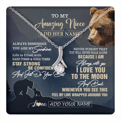 Alluring Beauty Necklace 14K White Gold Finish | 1 | Personalized To My Amazing Niece Necklace From Aunt Uncle Auntie Bear It A Big Hug Niece Birthday Gifts Graduation Christmas Custom Gift Box Message Card | https://teecentury.